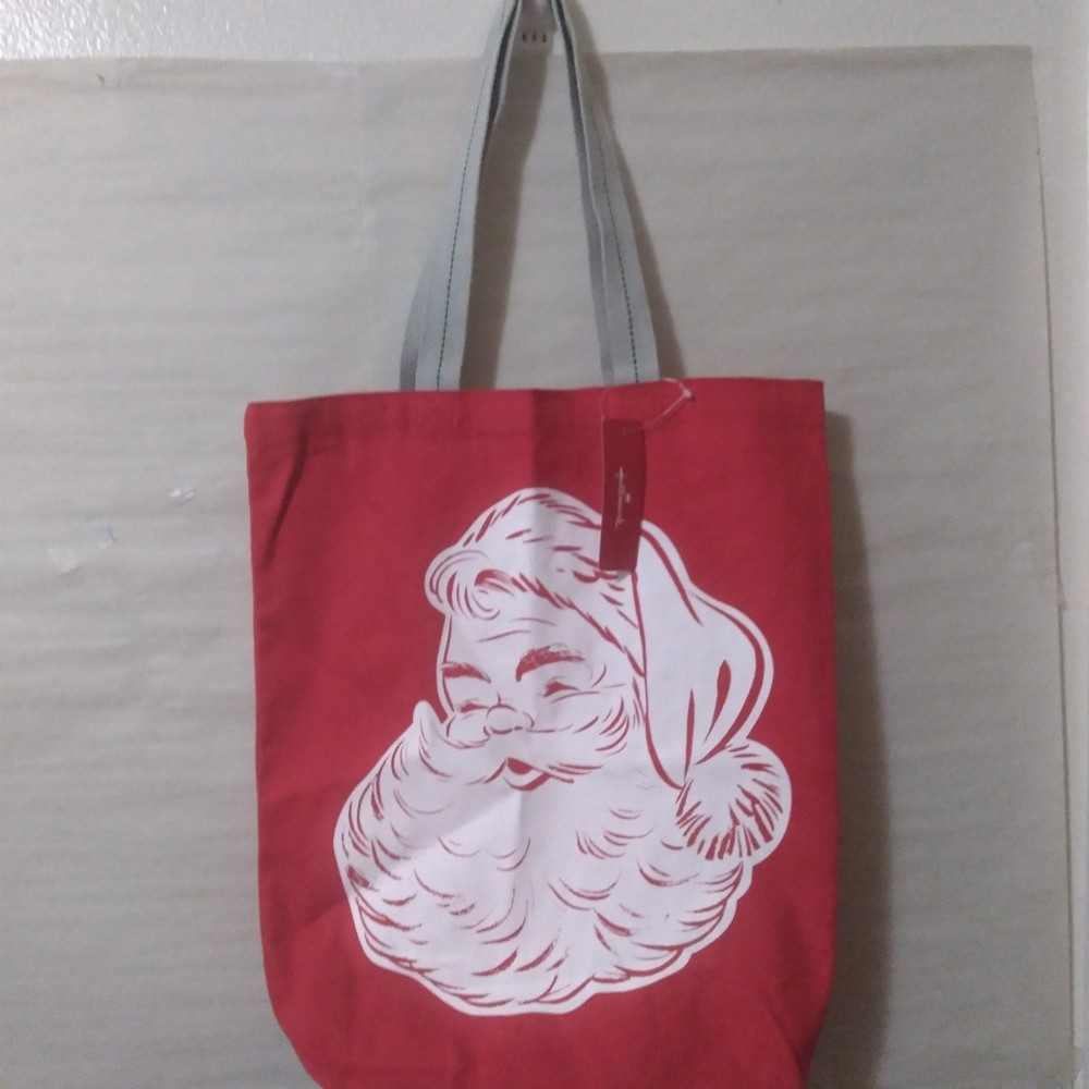 hallmark tote fabric Santa bag